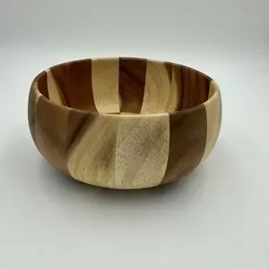 Lipper International Acacia Wood Sunburst Serving Bowl - Salad-for-One, 7.88 Inch Diameter, Single Wooden Bowl For Snacks, Salad, Decor
